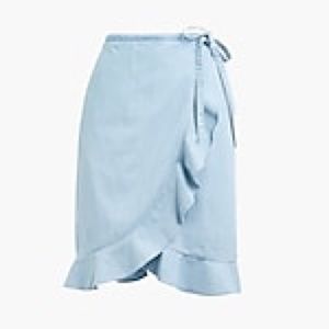 Blue wash faux wrap skirt